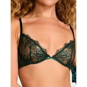 Victoria's Secret | Very Sexy Rose Lace Unlined Low-Cut Demi Bra 36C In Green